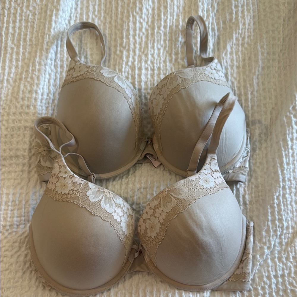 Victoria’s Secret body by Victoria, two tan lace bras